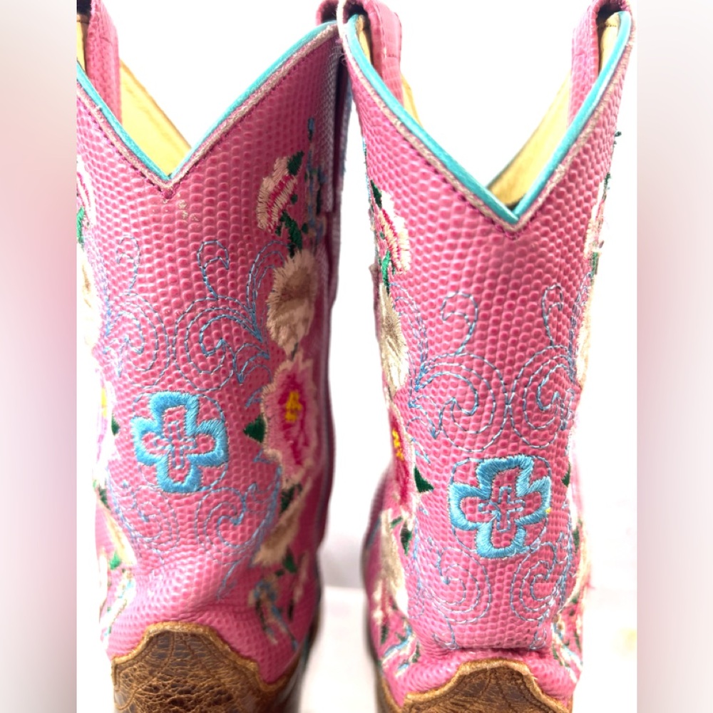 Macie Bean 11 Western Cowgirl Leather Floral Kicker Boots - Kids - Picture 6 of 11
